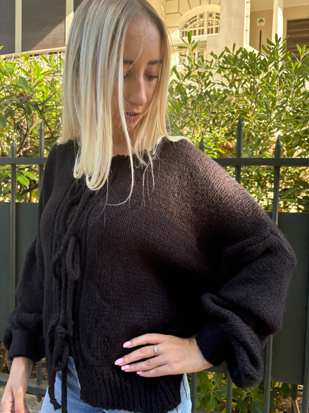 Cardigan à noeuds Laurine noir