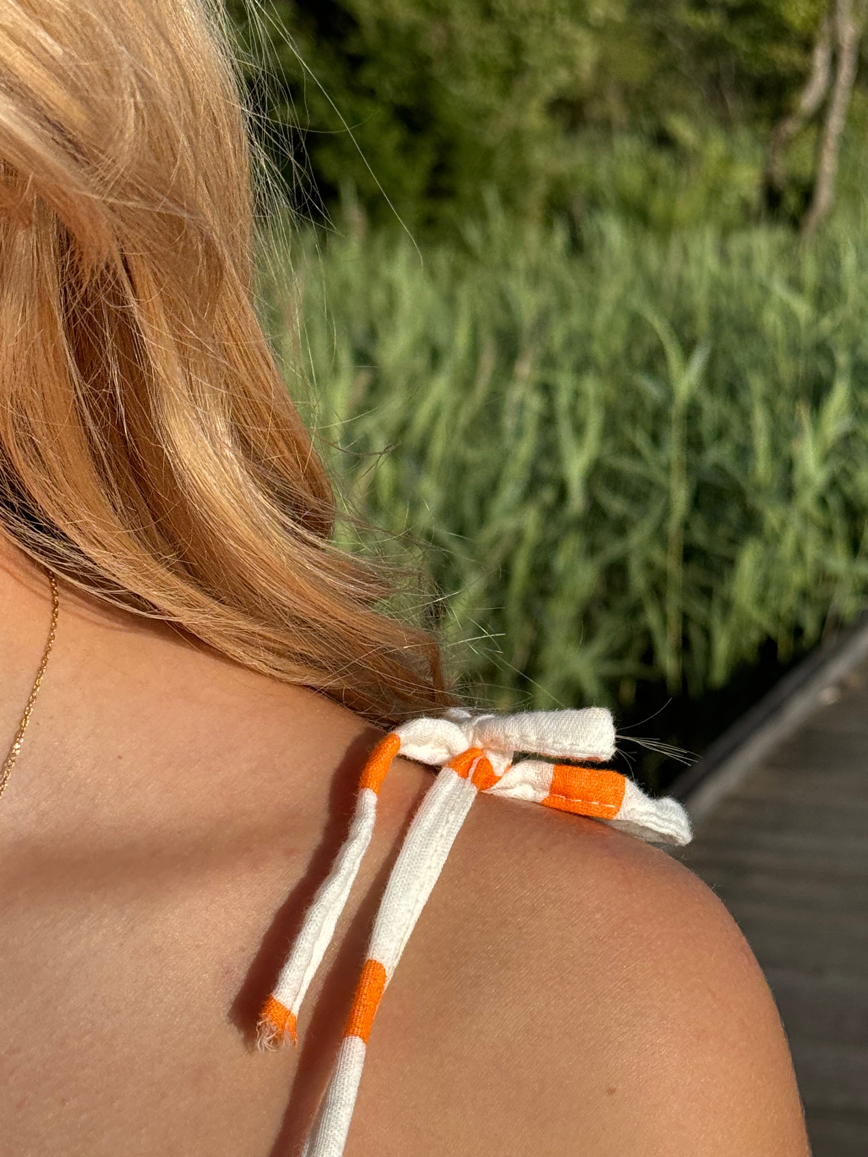 Robe longue à rayures orange