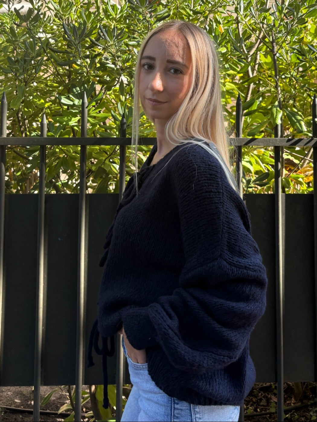 Cardigan à noeuds Laurine marine