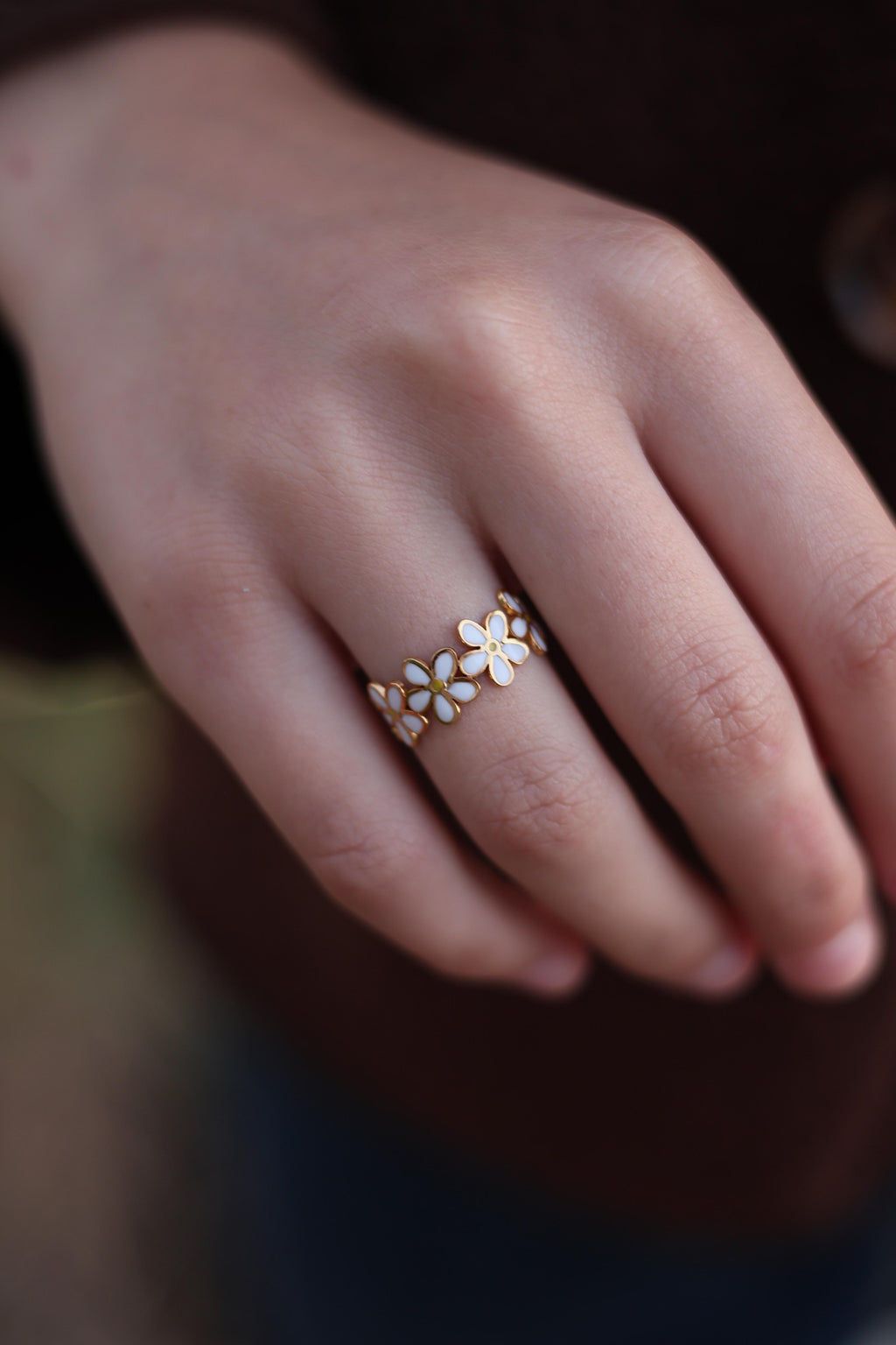 Bague fleur blanche